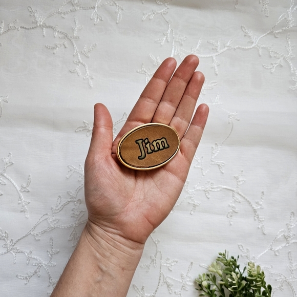 1970s Oden Inc. Brass/Bronze "Jim" Belt Buckle, Personalized Name, Made In USA - Picture 3 of 9